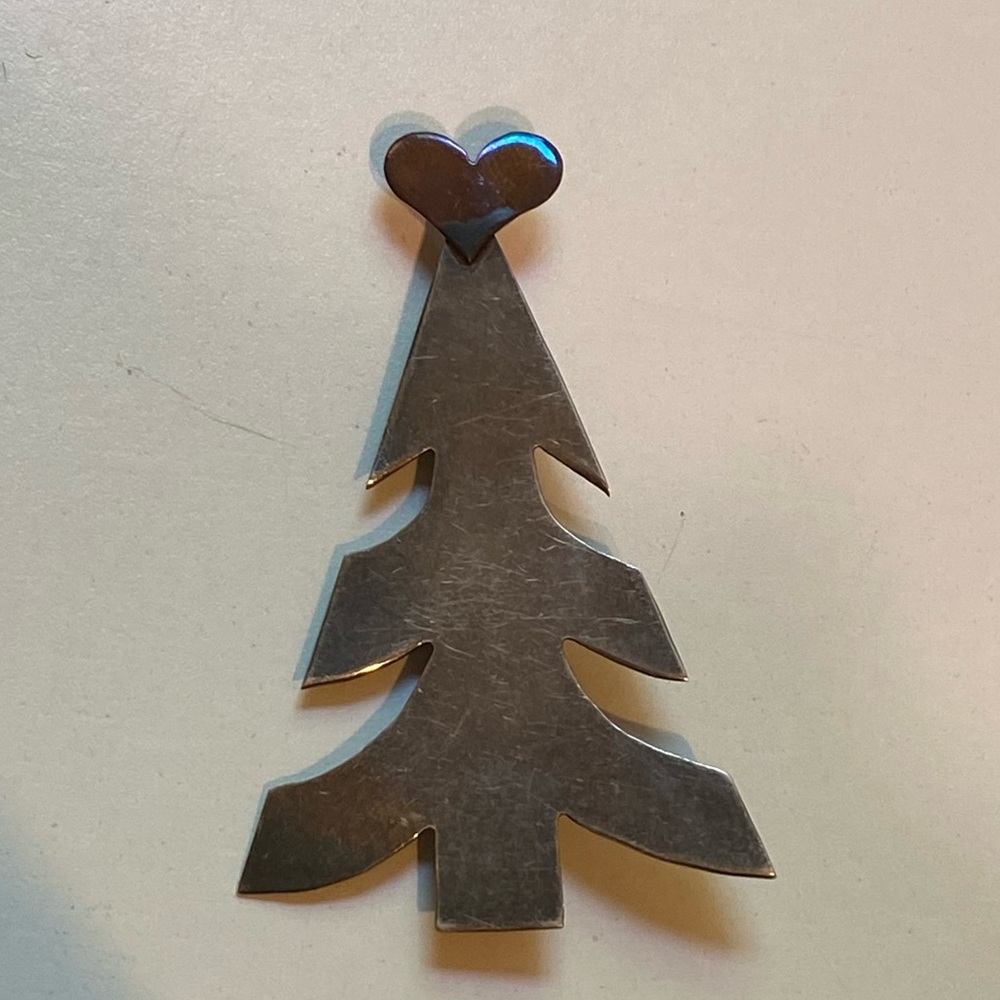 Block shape Christmas tree brooch